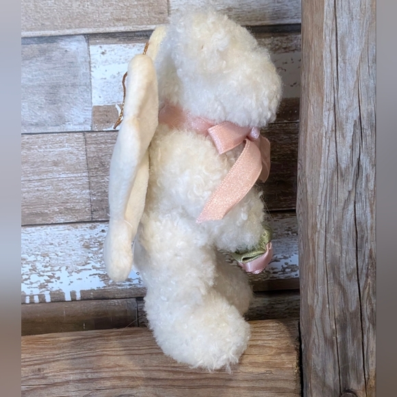 Boyds Bears The Ornament Collection White Plush Angel Bear With Pink Ribbon/Rose - Picture 4 of 9